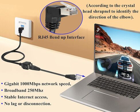 zdyCGTime Cat 6 RJ45 90 Degree Male to Female Shielded Ethernet Network Connector Screw Panel Mount Extension Cable, 8P8C Ethernet Network Extension Cable for Router, Set Top Box, etc.(Up/0.6M) in Saudi Arabia