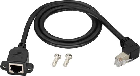 zdyCGTime Cat 6 RJ45 90 Degree Male to Female Shielded Ethernet Network Connector Screw Panel Mount Extension Cable, 8P8C Ethernet Network Extension Cable for Router, Set Top Box, etc.(Up/0.6M) in Saudi Arabia