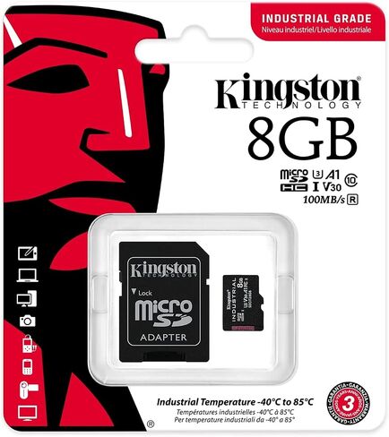 Kingston Industrial Micro SD 8GB Card (5 Pack) Class 10 UHS-I with Adapter (SDCIT2/8GB) Bundle with (1) Everything But Stromboli MicroSDHC & SD Memory Card Reader in Saudi Arabia