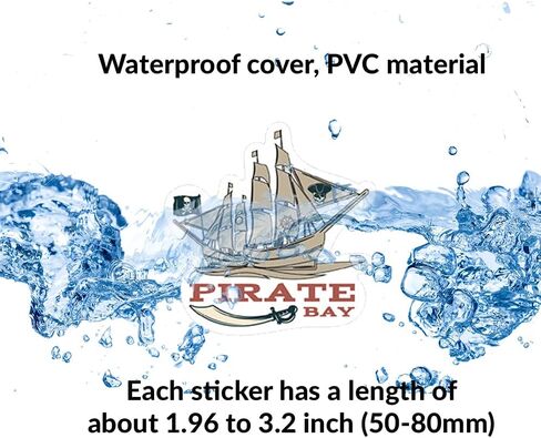 ملصقات القراصنة | 50 قطعة من ملصقات جمجمة وعظمتين متقاطعتين، ملصقات قرصان للأطفال والمراهقين والبالغين - ملصقات جمجمة قرصان مقاومة للماء من الفينيل للهواتف المحمولة والكمبيوتر المحمول وزجاجات المياه ولوح التزلج in Kuwait