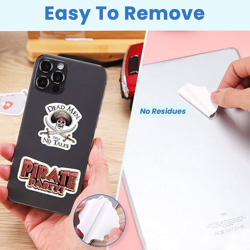 ملصقات القراصنة | 50 قطعة من ملصقات جمجمة وعظمتين متقاطعتين، ملصقات قرصان للأطفال والمراهقين والبالغين - ملصقات جمجمة قرصان مقاومة للماء من الفينيل للهواتف المحمولة والكمبيوتر المحمول وزجاجات المياه ولوح التزلج in Kuwait