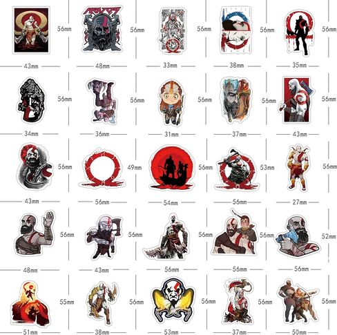 63Pcs God of War II Game Anime Stickers Pack，Halloween Decoration Vinyl Waterproof Stickers for Water Bottle, Laptop, Phone, Skateboard, Scrapbooking, Journaling, Car Decals Gifts for Kids Teens Adults in Kuwait