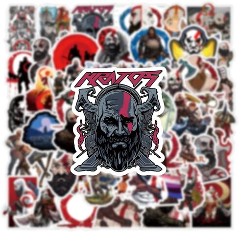 63Pcs God of War II Game Anime Stickers Pack，Halloween Decoration Vinyl Waterproof Stickers for Water Bottle, Laptop, Phone, Skateboard, Scrapbooking, Journaling, Car Decals Gifts for Kids Teens Adults in Kuwait