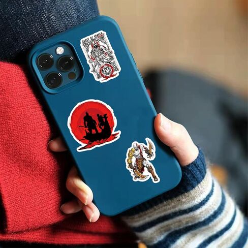 63Pcs God of War II Game Anime Stickers Pack，Halloween Decoration Vinyl Waterproof Stickers for Water Bottle, Laptop, Phone, Skateboard, Scrapbooking, Journaling, Car Decals Gifts for Kids Teens Adults in Kuwait