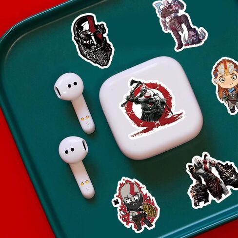 63Pcs God of War II Game Anime Stickers Pack，Halloween Decoration Vinyl Waterproof Stickers for Water Bottle, Laptop, Phone, Skateboard, Scrapbooking, Journaling, Car Decals Gifts for Kids Teens Adults in Kuwait