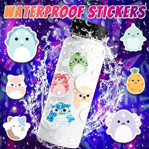 LOVELYLIFE 100pcs Cute Animal Stickers Vinyl Waterproof Stickers for Adults Teens Kids Girls Boys for Journaling Hydroflask Water Bottle Luggage Guitar Skateboard Car Window Bumper Computer Laptop Phone Case Decor (blue-cartoon animal) in Kuwait