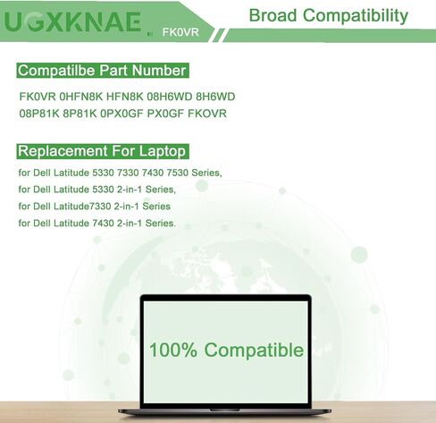 UGXKNAE FK0VR Laptop Battery Replacement for Dell Latitude 5330 7330 7430 7530 P133G P134G P135G Latitude 5330 2-in-1/7330 2-in-1/7430 2-in-1 /Series FKOVR 8H6WD 293F1 01VX5 8P81K 404T8 51R71 PX0GF in Saudi Arabia