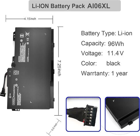 بطارية الكمبيوتر المحمول Shareway AI06XL A106XL AIO6XL مناسبة لسلسلة HP ZBook 17 G3 X9T88UT T7V64ET 808397-421 808451-001 808451-002 HSTNN-C86C HSTNN-LB6X AI06096XL in Kuwait