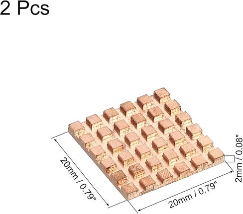 MECCANIXITY Heatsink Kit Pure Copper 20x20x2mm for IC Chip MOS Memory Heat Dissipation with Thermal Pads Pack of 2 in Saudi Arabia