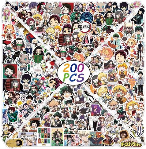 200 قطعة من ملصقات انيمي مختلطة، ملصقات انيمي كرتونية للابتوب والنوت بوك وزجاجة المياه والامتعة، هدايا للاطفال والرجال والنساء والمراهقين والبالغين in Kuwait