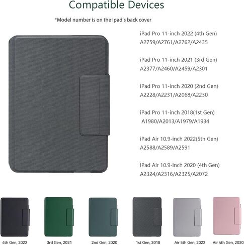 QUARK iPad Pro 11 inch Case 4th / 3rd / 2nd /1st Gen with TrackPad, iPad Air 5th 4th Generation Case with Keyboard 10.9 Inch, Bluetooth Magic Magnetic Keyboard Cover for iPad in Kuwait