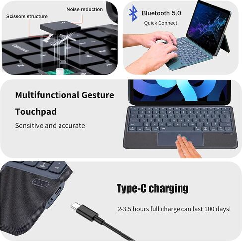 QUARK iPad Pro 11 inch Case 4th / 3rd / 2nd /1st Gen with TrackPad, iPad Air 5th 4th Generation Case with Keyboard 10.9 Inch, Bluetooth Magic Magnetic Keyboard Cover for iPad in Kuwait