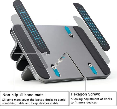 فالوبير حامل لابتوب راسي، حامل مزدوج لسطح المكتب مع قاعدة قابلة للتعديل، يناسب جميع اجهزة ماك بوك/ سيرفيس/ سامسونج/ اتش بي/ ديل/كروم بوك in Kuwait