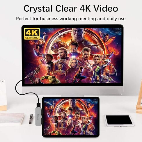 موزع USB C لايباد برو 2019 2018، محول زدفيو 7 في 1 USB نوع C الى 4K HDMI مع USB 3.0، شحن USB-C PD وقارئ بطاقات SD/TF، مقبس سماعة راس 3.5 ملم متوافق مع ايباد برو الجديد 2019 2018 11/12.9 انش in Kuwait