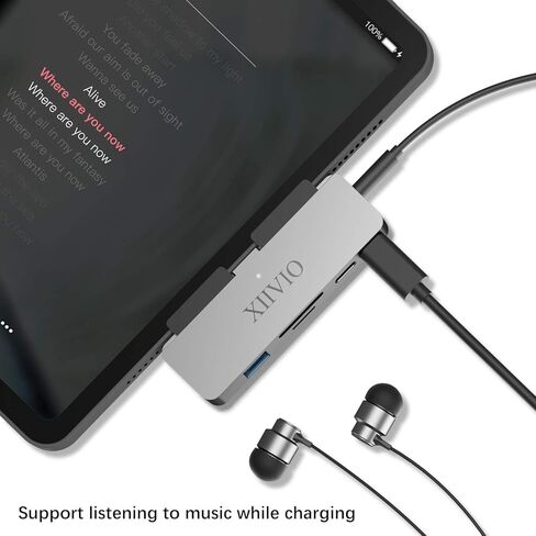 موزع USB C لايباد برو 2019 2018، محول زدفيو 7 في 1 USB نوع C الى 4K HDMI مع USB 3.0، شحن USB-C PD وقارئ بطاقات SD/TF، مقبس سماعة راس 3.5 ملم متوافق مع ايباد برو الجديد 2019 2018 11/12.9 انش in Kuwait