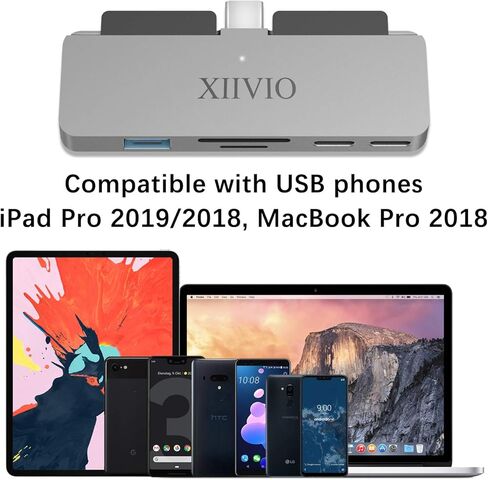 موزع USB C لايباد برو 2019 2018، محول زدفيو 7 في 1 USB نوع C الى 4K HDMI مع USB 3.0، شحن USB-C PD وقارئ بطاقات SD/TF، مقبس سماعة راس 3.5 ملم متوافق مع ايباد برو الجديد 2019 2018 11/12.9 انش in Kuwait