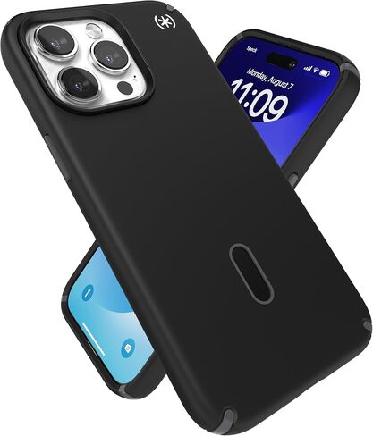 Speck iPhone 15 Pro Max Case - ClickLock No-Slip Interlock, Built for MagSafe, Drop Protection - Scratch Resistant, Soft Touch, 6.7 Inch Phone Case - Presidio2 Pro Black/Slate Grey/White in Saudi Arabia