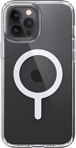 Speck iPhone 12 Clear Case - Drop Protection Fits iPhone 12 Pro & iPhone 12 Phones - Built for MagSafe - Anti-Yellowing & Anti-Fade with Dual Layer Slim Design 6.1 Inch - Perfect Clear Presidio in Saudi Arabia