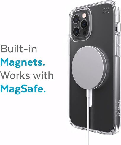 Speck iPhone 12 Clear Case - Drop Protection Fits iPhone 12 Pro & iPhone 12 Phones - Built for MagSafe - Anti-Yellowing & Anti-Fade with Dual Layer Slim Design 6.1 Inch - Perfect Clear Presidio in Saudi Arabia