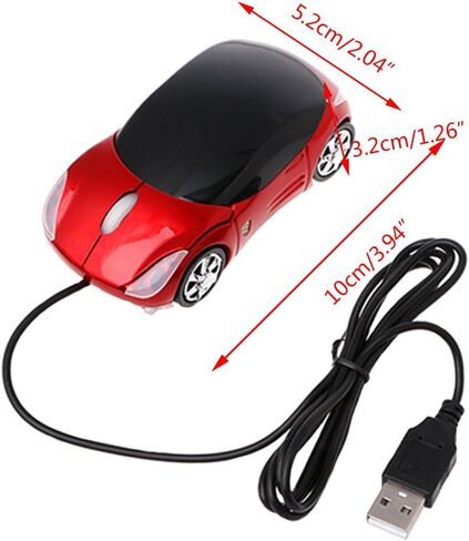 ForHe Cool Sport Car Shape USB Wired Optical Mouse for PC Laptop Computer, 1000DPI 2 Headlights, 2 Colors Optional in Saudi Arabia