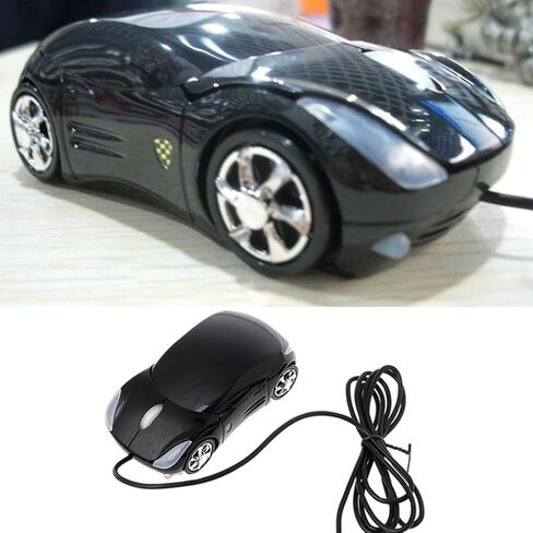 ForHe Cool Sport Car Shape USB Wired Optical Mouse for PC Laptop Computer, 1000DPI 2 Headlights, 2 Colors Optional in Saudi Arabia