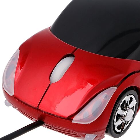 ForHe Cool Sport Car Shape USB Wired Optical Mouse for PC Laptop Computer, 1000DPI 2 Headlights, 2 Colors Optional in Saudi Arabia