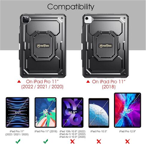 Fintie Case for iPad Pro 11 4th / 3rd Generation 2022/2021, iPad Pro 11 2nd/1st - [Tuatara Magic Ring] 360 Degree Rotating Shockproof Rugged Cover w/Screen Protector, Pencil Holder, Black in Saudi Arabia