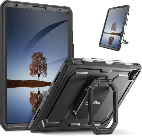 Fintie Case for iPad Pro 11 4th / 3rd Generation 2022/2021, iPad Pro 11 2nd/1st - [Tuatara Magic Ring] 360 Degree Rotating Shockproof Rugged Cover w/Screen Protector, Pencil Holder, Black in Saudi Arabia