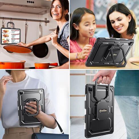 Fintie Case for iPad Pro 11 4th / 3rd Generation 2022/2021, iPad Pro 11 2nd/1st - [Tuatara Magic Ring] 360 Degree Rotating Shockproof Rugged Cover w/Screen Protector, Pencil Holder, Black in Saudi Arabia