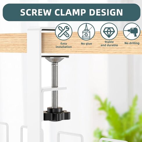 صينية إدارة الكابلات تحت المكتب من Oyydecor - 15.7 بوصة بدون إدارة كابلات الحفر تحت المكتب مع تثبيت المشابك، إدارة كابلات مكتب معدني قوي للسكن الجامعي أو المكتب أو المنزل، أبيض in Kuwait