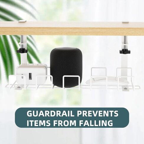 صينية إدارة الكابلات تحت المكتب من Oyydecor - 15.7 بوصة بدون إدارة كابلات الحفر تحت المكتب مع تثبيت المشابك، إدارة كابلات مكتب معدني قوي للسكن الجامعي أو المكتب أو المنزل، أبيض in Kuwait