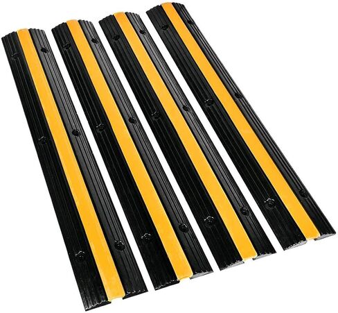 B BAIJIAWEI Cable Ramp - 1 Channel Cable Protector - 4 Pack Heavy Duty 18000LBS Capacity Rubber Speed Bumps Ramp Protective Cover for Driveway Hose Cable in Kuwait