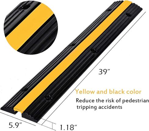 B BAIJIAWEI Cable Ramp - 1 Channel Cable Protector - 4 Pack Heavy Duty 18000LBS Capacity Rubber Speed Bumps Ramp Protective Cover for Driveway Hose Cable in Kuwait
