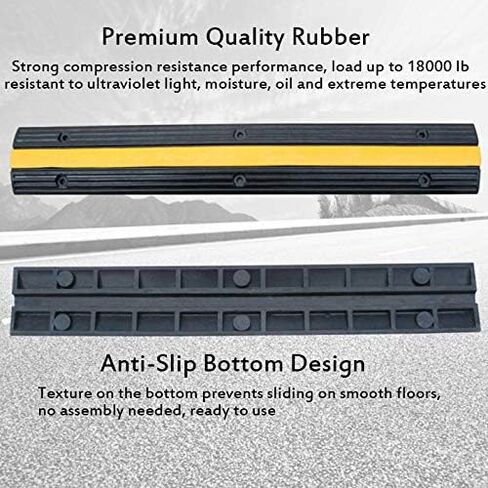 B BAIJIAWEI Cable Ramp - 1 Channel Cable Protector - 4 Pack Heavy Duty 18000LBS Capacity Rubber Speed Bumps Ramp Protective Cover for Driveway Hose Cable in Kuwait
