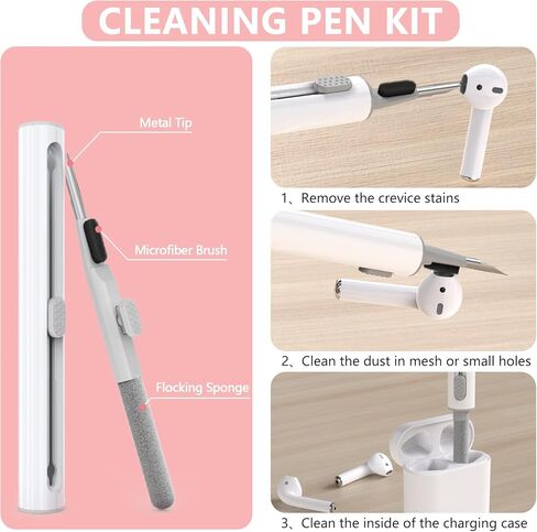 Luxury Pearl Keychain Airpods 2/1 Case Cover with Cleaner kit, Cute Glitter TPU Protective Case for Girls Women Compatible with Airpod 2nd&1st Generation, Apple Air pods Charging Case Accessories-Pink in Kuwait