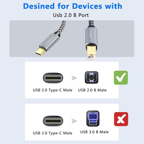 كابل طابعة Larxavn USB B إلى USB C، كابل طابعة USB C USB C إلى USB B متوافق مع الطابعة والماسح الضوئي ووحدة تحكم MIDI ولوحة مفاتيح MIDI والمزيد - 20 قدم in Kuwait