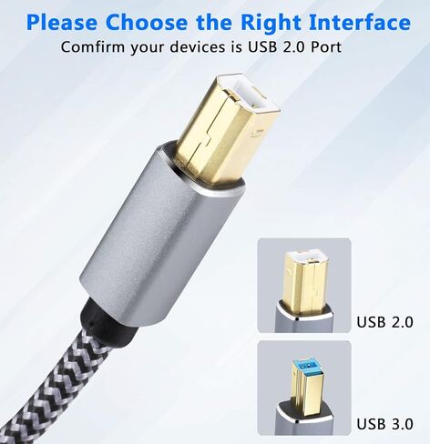 كابل طابعة Larxavn USB B إلى USB C، كابل طابعة USB C USB C إلى USB B متوافق مع الطابعة والماسح الضوئي ووحدة تحكم MIDI ولوحة مفاتيح MIDI والمزيد - 20 قدم in Kuwait