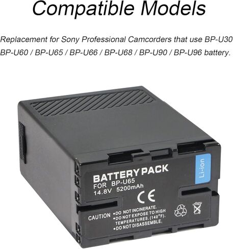 MULS BP-U65 بطارية 5200 مللي أمبير استبدال سوني BP-U30 BP-U60 BP-U66 BP-U90 BP-U95 BP-U96 بطارية لسوني PXW-FS5 PXW-FS7 PXW-FX9K PXW-X160 PXW-Z450 PXW-Z190 كاميرات الفيديو PXW-Z280 PMW-200 PMW-300 in Kuwait