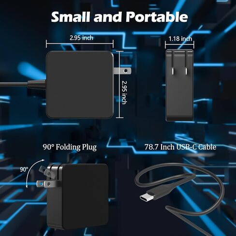Universal 65W USB C Charger - USB C Laptop Charger 65 watt Type C : for Lenovo/HP/Dell/Steam Stream Steak Deck/Asus/Samsung/Acer/MacBook pro and All Computer or Smart Phone,USB-C AC Power Adapter Cord in Kuwait
