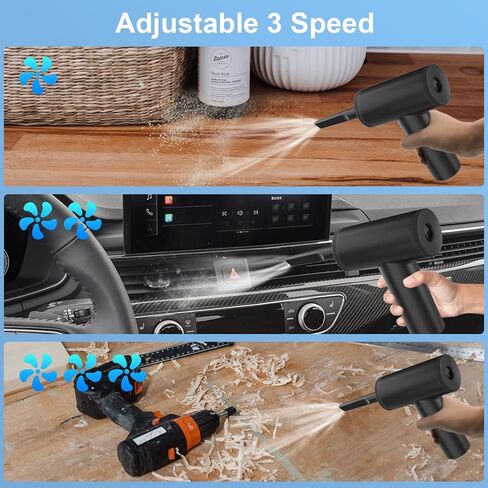 منفضة هواء مضغوطة من BENMAZ - منفضة كهربائية 110000 دورة في الدقيقة - منفاخ هواء لتنظيف لوحة مفاتيح الكمبيوتر والسيارة - منفضة هواء لاسلكية قابلة لإعادة الشحن بقوة 7600 مللي أمبير في الساعة، منظف لوحة مفاتيح الكمبيوتر، منفضة هواء كهربائية in Kuwait