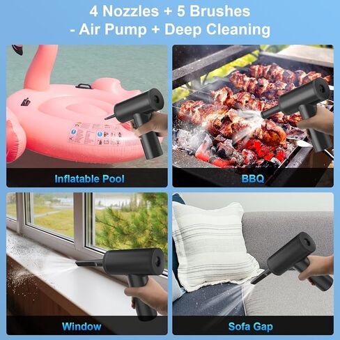 منفضة هواء مضغوطة من BENMAZ - منفضة كهربائية 110000 دورة في الدقيقة - منفاخ هواء لتنظيف لوحة مفاتيح الكمبيوتر والسيارة - منفضة هواء لاسلكية قابلة لإعادة الشحن بقوة 7600 مللي أمبير في الساعة، منظف لوحة مفاتيح الكمبيوتر، منفضة هواء كهربائية in Kuwait