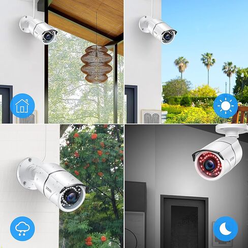 كاميرا مراقبة ZOSI 1080P 2MP 1920TVL خارجية داخلية، IP67 كاميرا مراقبة مقاومة للطقس (هجينة 4 في 1 HD-CVI/TVI/AHD/960H CVBS التناظرية)، 36 قطعة LED، رؤية ليلية بالأشعة تحت الحمراء 120 قدمًا، زاوية رؤية 105 درجة in Kuwait