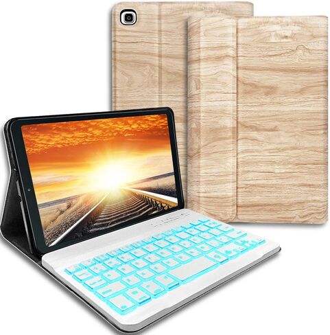 REAL-EAGLE Galaxy Tab A 8.4 2020 Backlit Keyboard Case SM-T307, 7 Color Backlights Detachable Wireless Keyboard Protective Case Cover for Samsung Galaxy Tab A 8.4 Inch 2020 SM-T307/T307U, Wood in Kuwait