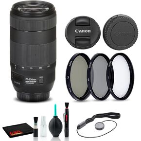 Canon EF 70-300mm f/4-5.6 is II USM Lens Accessory (0571C002) Bundle | For Photography & Video + Cleaning Kit + Filter Kit + Cap Keeper + More in Kuwait