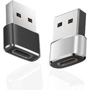 محول USB C انثى الى USB ذكر، عبوة من قطعتين، محول USB C الى USB محول تحويل موصل متوافق مع الشحن السريع، اسود وفضي in Kuwait