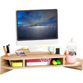 Triangle Monitor Stand Riser,Cut Triangle Save Space Desktop Corner,Desktop corner shelf with drawers wooden computer stand with storage laptop risers office organization. (Have drawers) in Kuwait