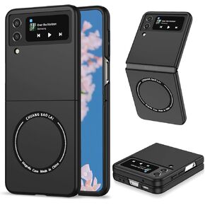 حافظة مغناطيسية CCSamll لهاتف Samsung Galaxy Z Flip 5 5G متوافقة مع Magsafe، حافظة مقاومة للصدمات من الدرجة العسكرية مع غطاء دائري مغناطيسي مدمج لهاتف Samsung Galaxy Z Flip5، MS أسود