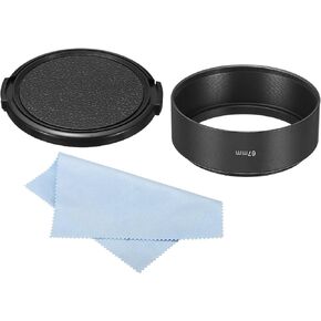 PATIKIL 67mm Lens Hood, Standard Focus Frosted Surface Anti-Reflective Inside Hood with Cap and Cleaning Cloth for Camera Lens, Black