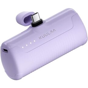 Kuulaa Portable Charger USB C Power Bank 4500mAh Small Portable Phone Charger Android Compact Plug in Battery Pack Portable Compatible with iPhone 15, Samsung Galaxy, Moto, LG, Pixel, Purple in Kuwait