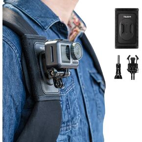 TELESIN 360° Backpack Mount with Quick Release Tripod Adapter, Shoulder Strap Bag Belt Clip POV Hiking Holder Accessories for GoPro 12 11 10 9 8 7 Insta360 X3 GO3 Ace Pro DJI Action 4 Osmo Pocket 3 in Kuwait